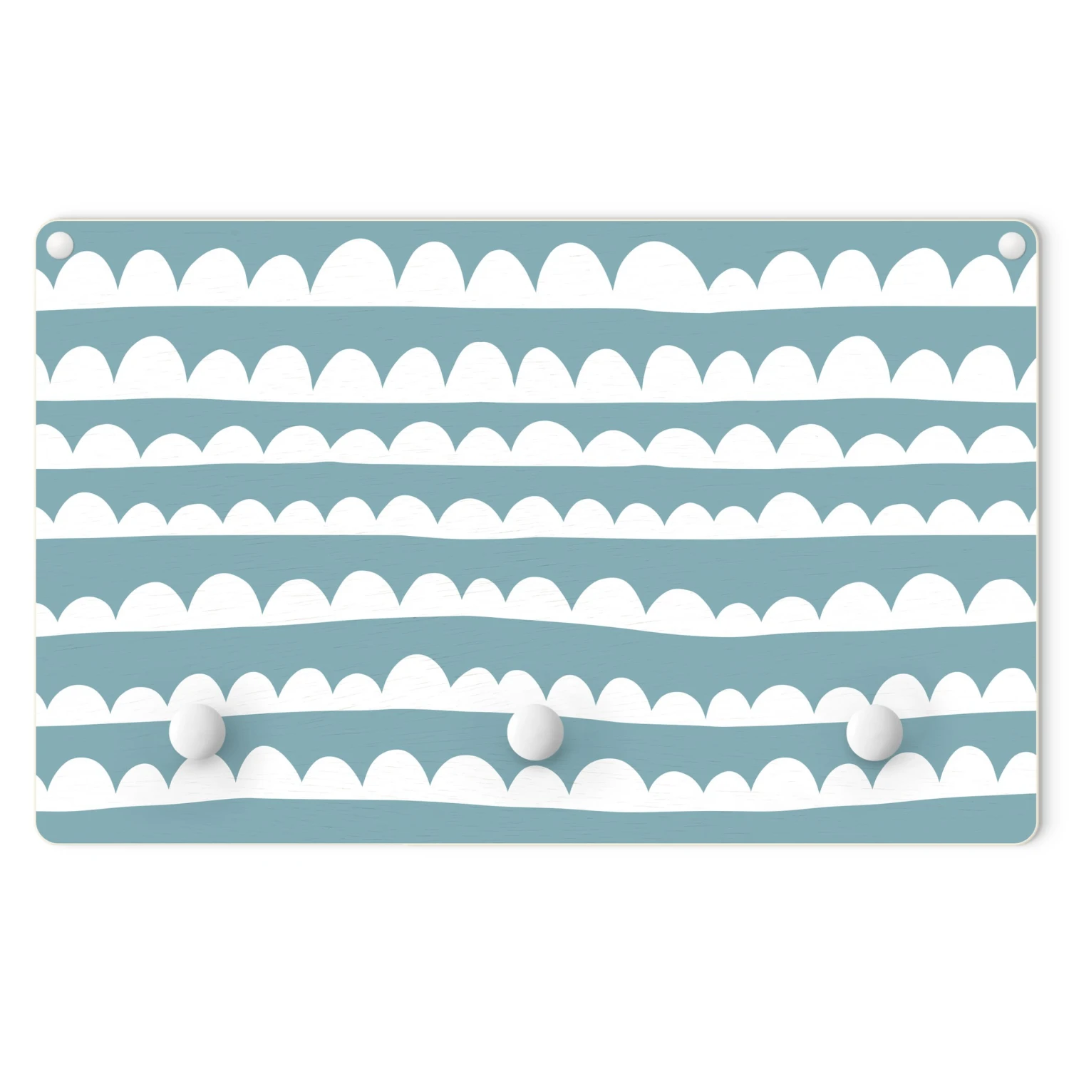 Kindergarderobe Holz - Gezeichnete Weiße Wolken Auf Taubenblau In Rosa