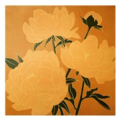 Leinwandbild Gold - Moderne Pfingstrosen II In Orange