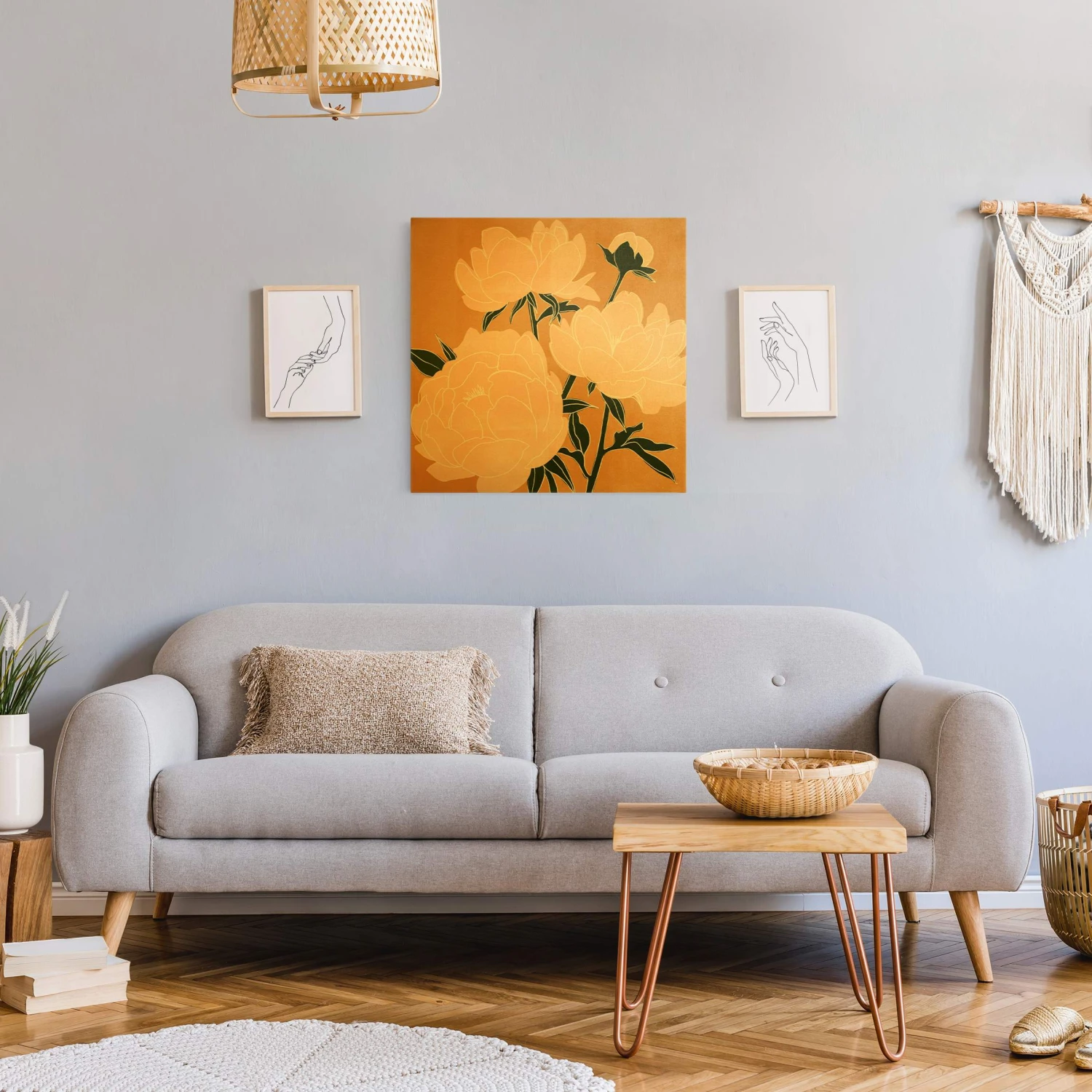 Leinwandbild Gold - Moderne Pfingstrosen II In Orange – Bild 4