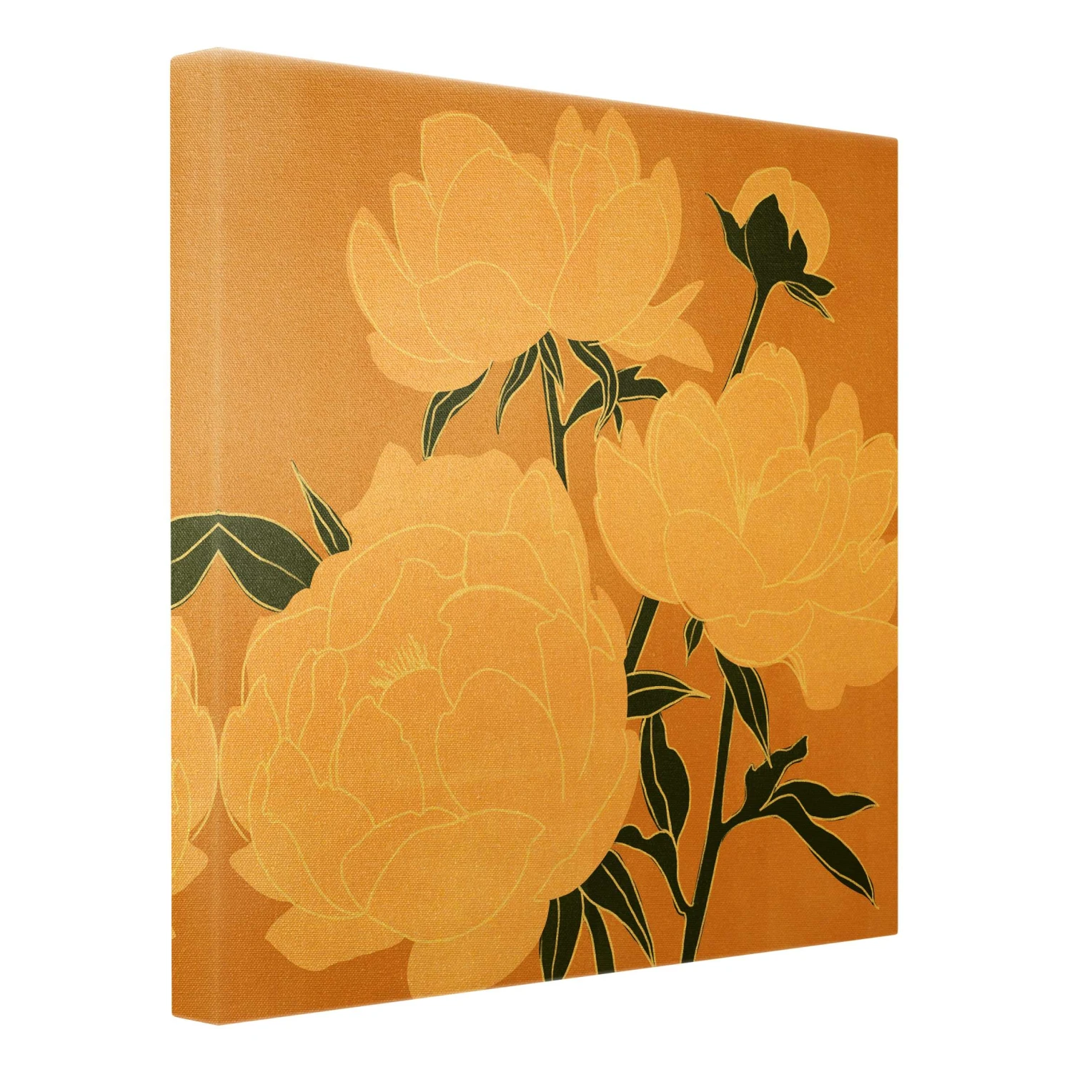 Leinwandbild Gold - Moderne Pfingstrosen II In Orange – Bild 6