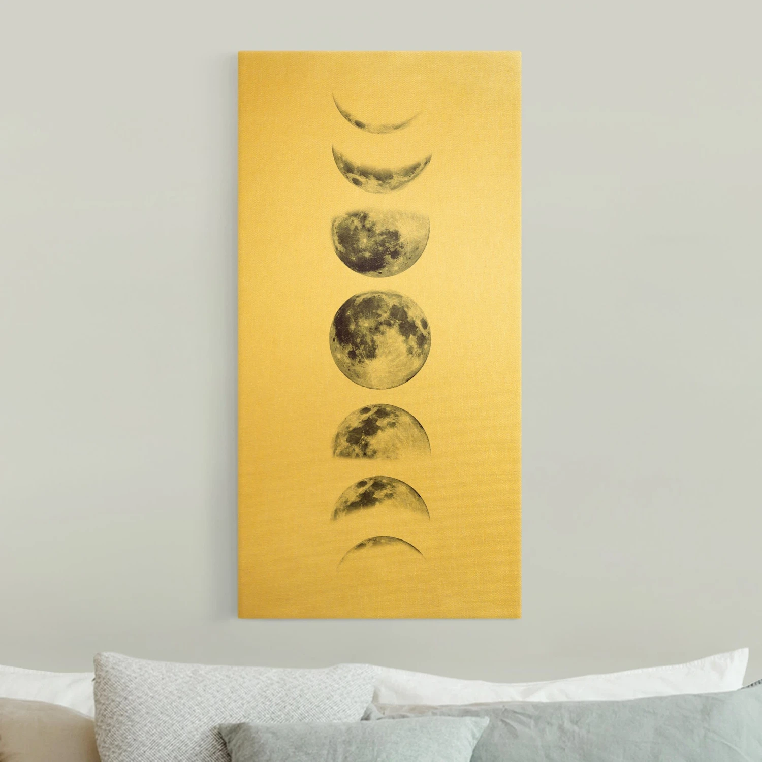 Leinwandbild Gold - Sieben Monde In Grau – Bild 3