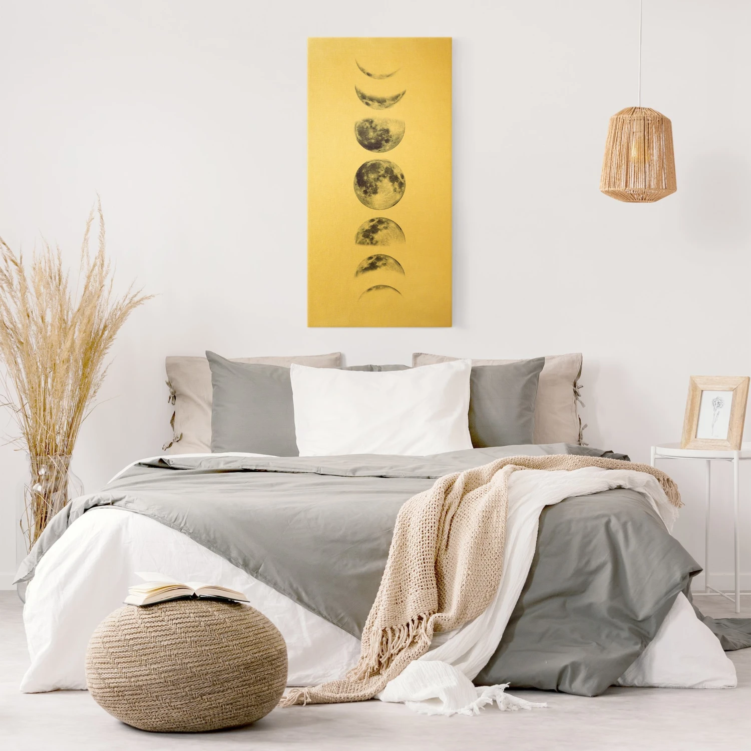 Leinwandbild Gold - Sieben Monde In Grau – Bild 4