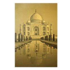 Leinwandbild Gold - Taj Mahal Mit Garten In Grau