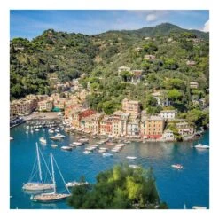 Leinwandbild - Portofino Harbour In Blau