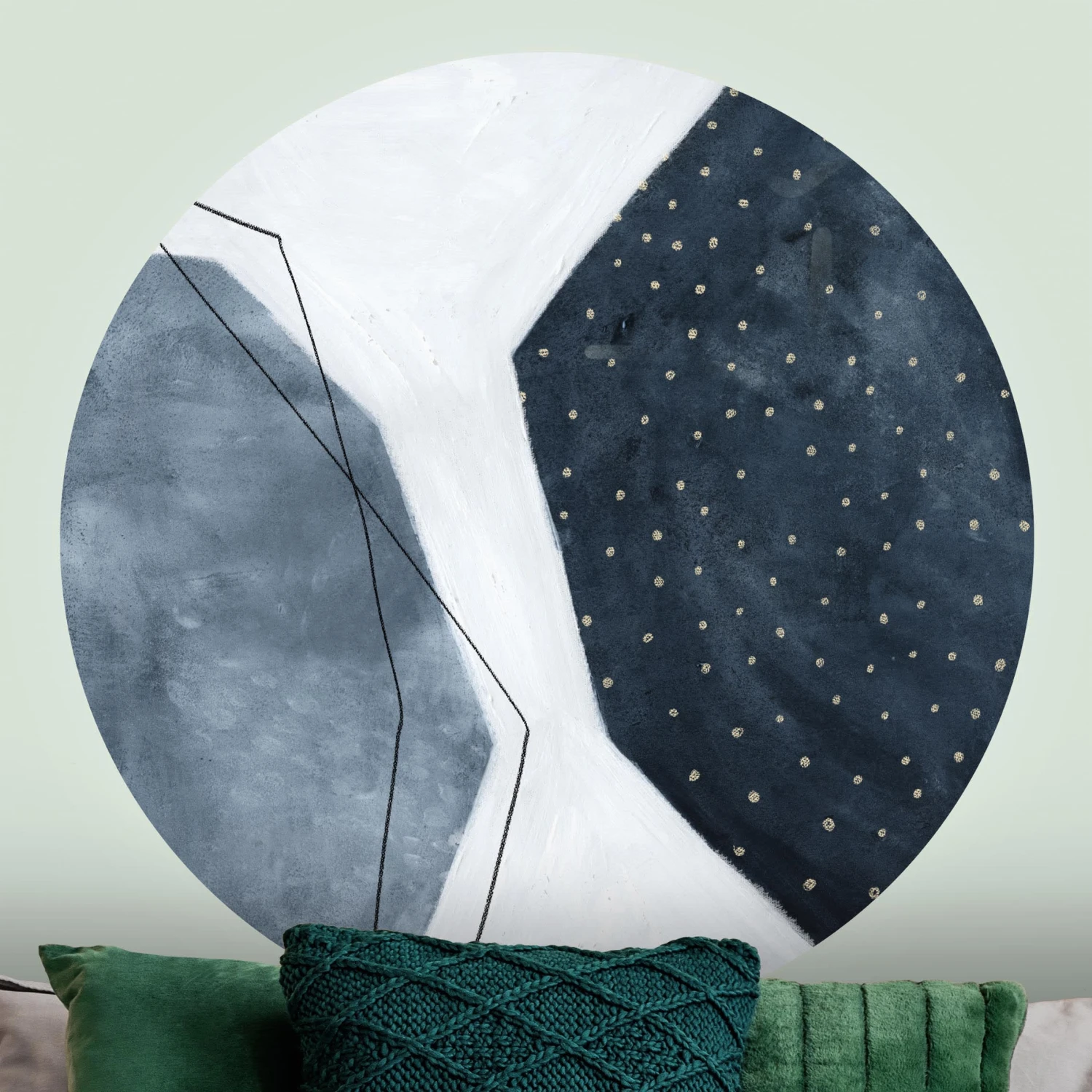 Runde Tapete - Punkte Im Dialog III In Blau – Bild 2