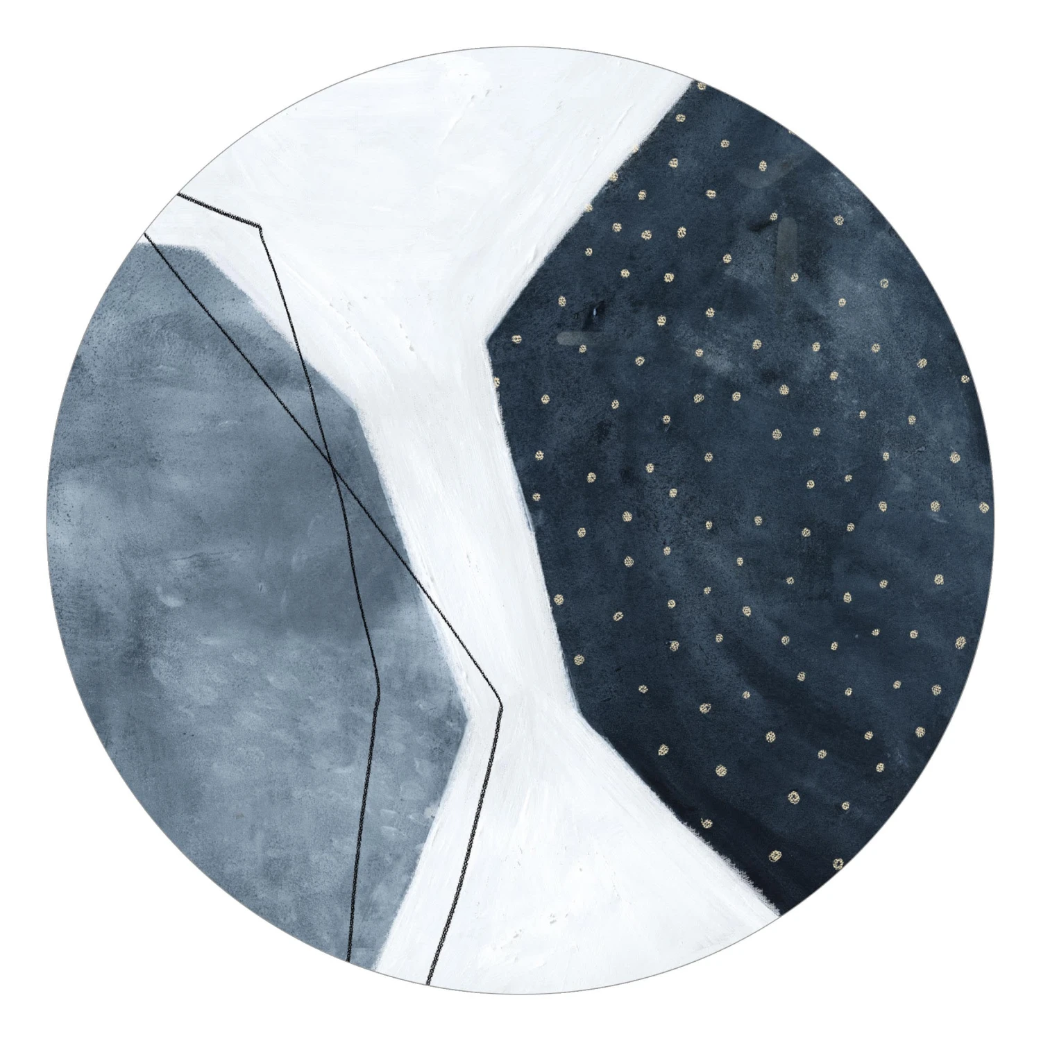 Runde Tapete - Punkte Im Dialog III In Blau