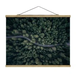Stoffbild - Luftbild - Waldstraße Von Oben In Grün