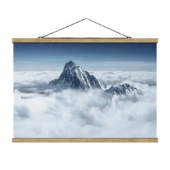 Stoffbild Mit Posterleisten - Die Alpen über Den Wolken In Blau