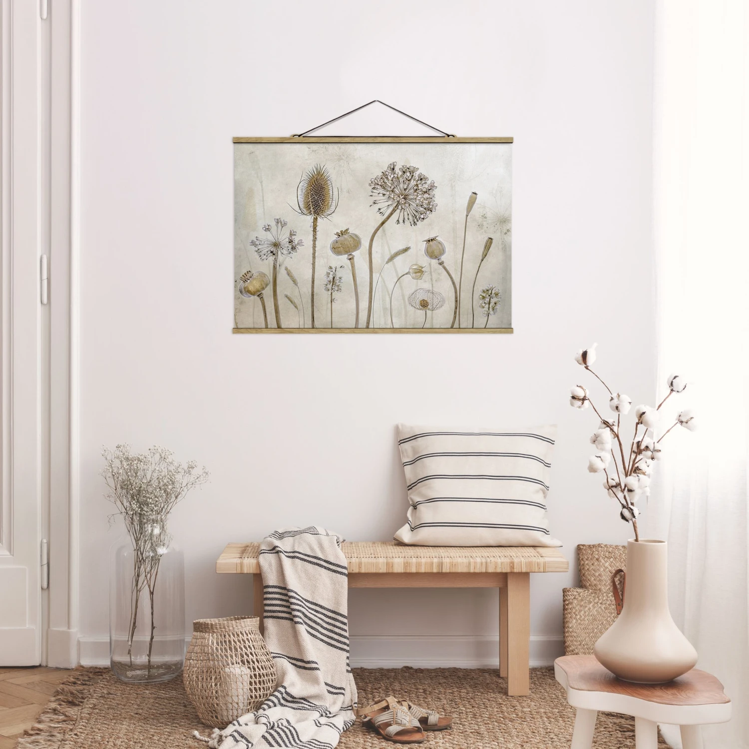 Stoffbild Mit Posterleisten - Growing Old In Creme-Beige – Bild 3