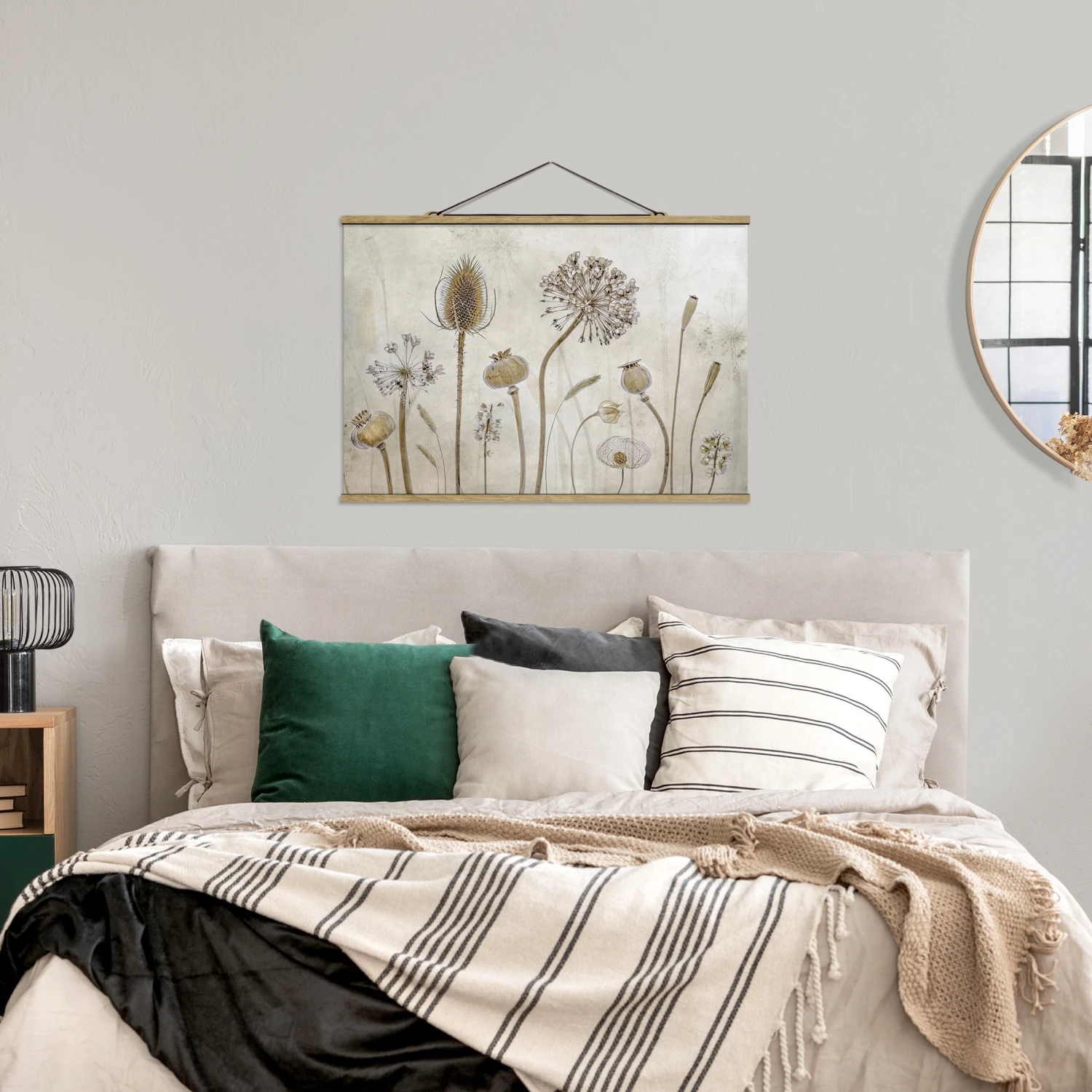 Stoffbild Mit Posterleisten - Growing Old In Creme-Beige – Bild 4