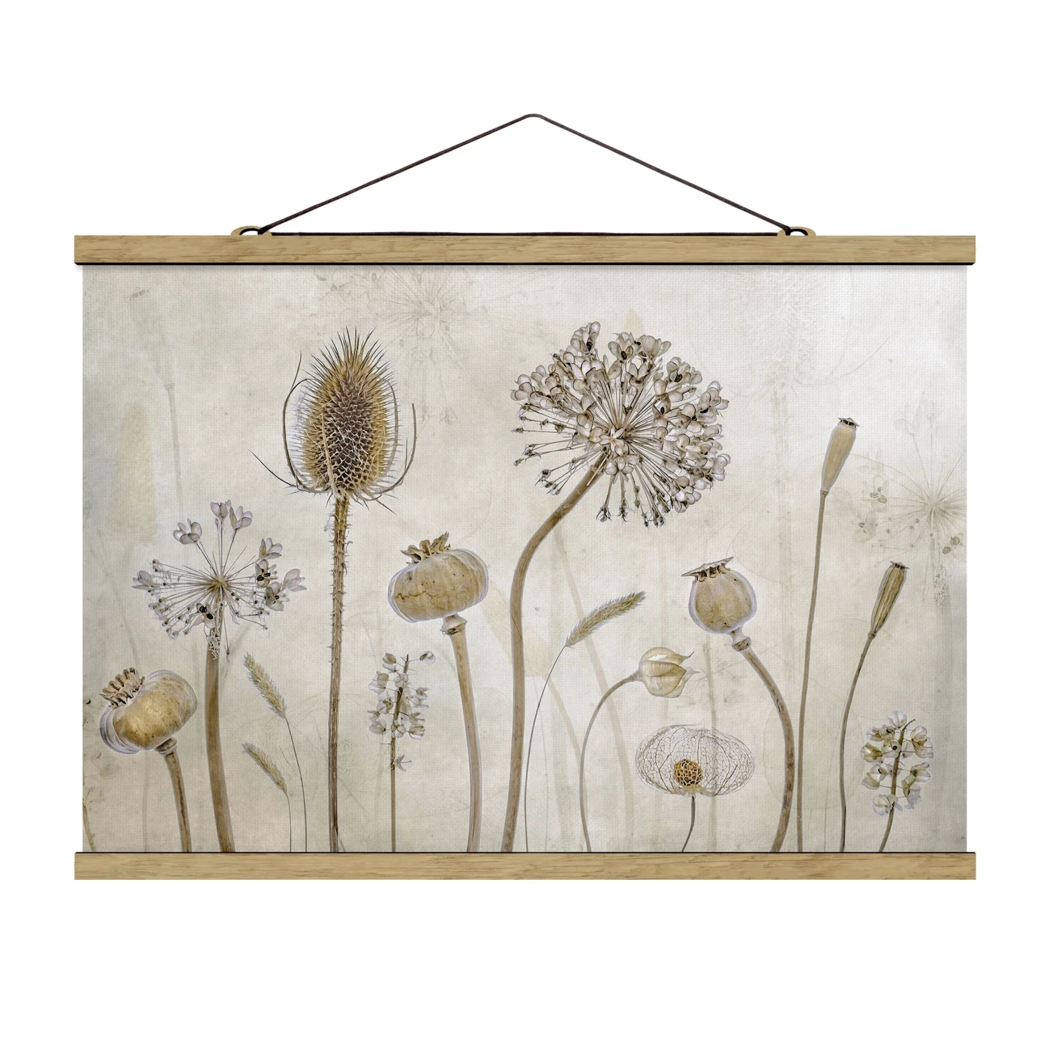 Stoffbild Mit Posterleisten - Growing Old In Creme-Beige – Bild 5