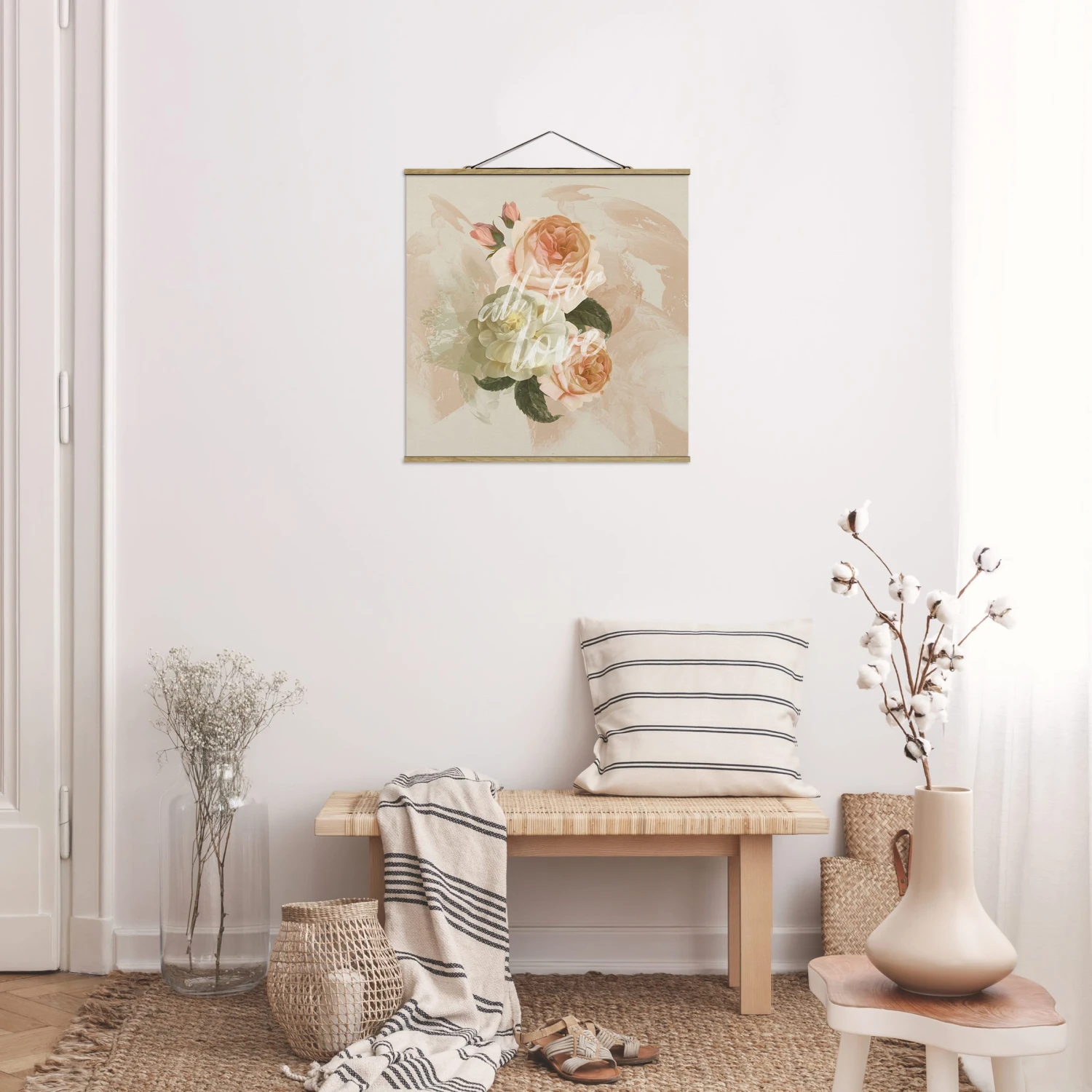 Stoffbild Mit Posterleisten - Roses - All For Love In Rosa – Bild 3