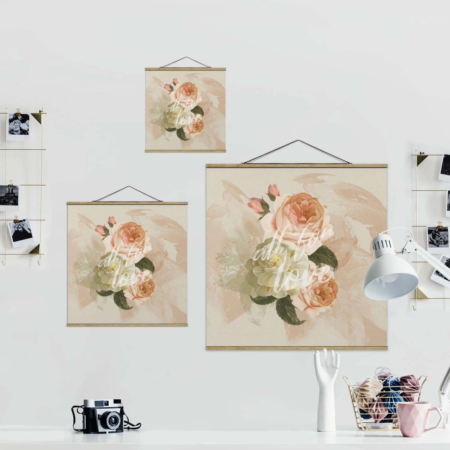 Stoffbild Mit Posterleisten - Roses - All For Love In Rosa – Bild 6