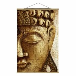 Stoffbild Mit Posterleisten - Vintage Buddha In Gold