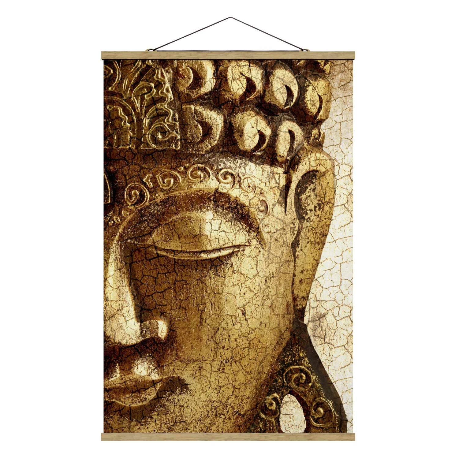 Stoffbild Mit Posterleisten - Vintage Buddha In Gold – Bild 5