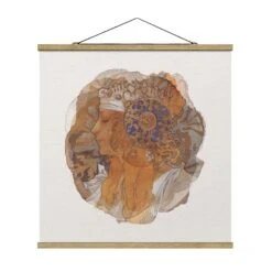 Stoffbild Mit Posterleisten - Wasserfarben - Loren In Creme-Beige